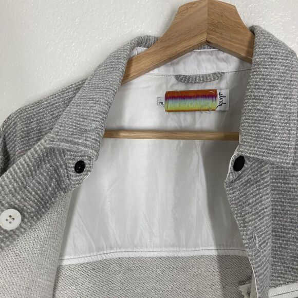 Slvdr Jacket Mens Medium Gray Shirt Jacket Shacket Zip Chest Pocket Lined Snaps - Picture 15 of 16